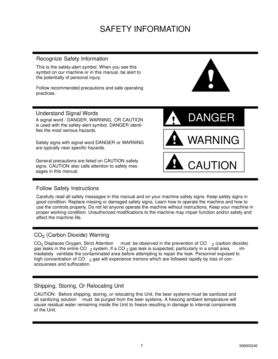 Cornelius 1550 installation manual Recognize Safety Information 