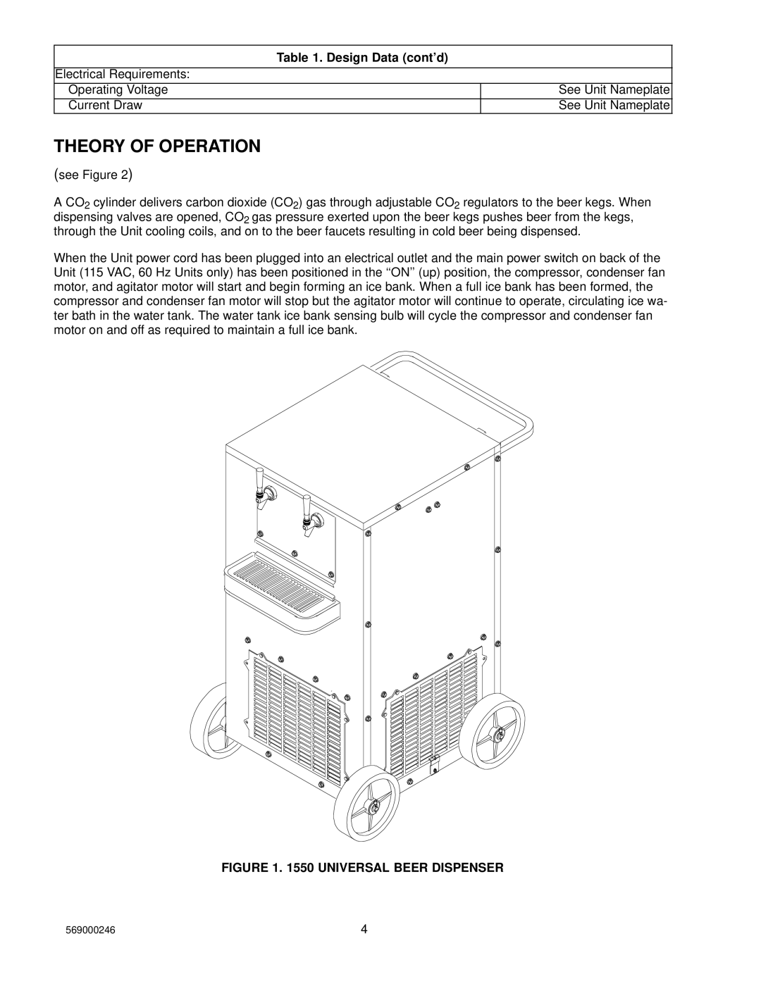 Cornelius 1550 installation manual Theory of Operation, Universal Beer Dispenser 