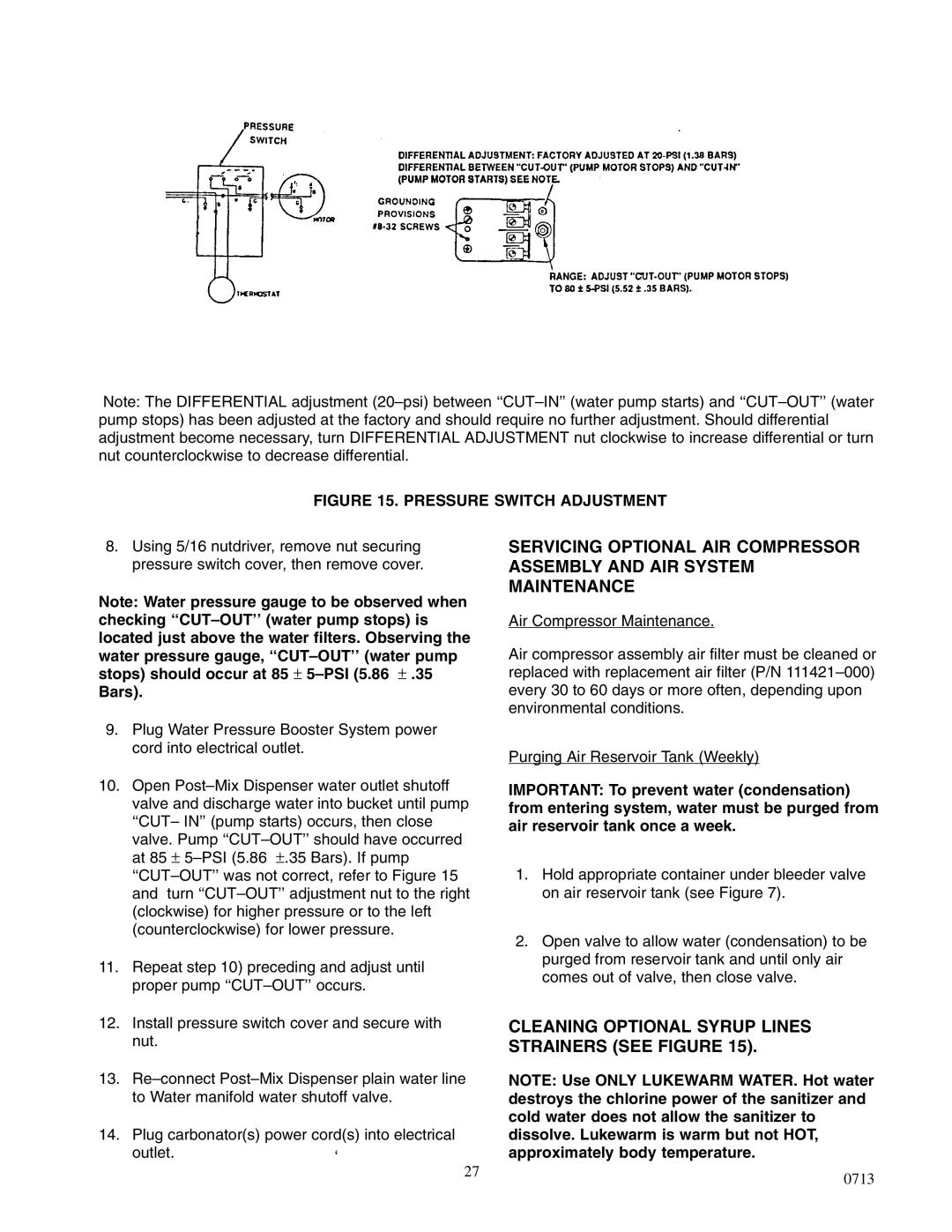 Cornelius 2232MS service manual Cleaning Optional Syrup Lines Strainers see Figure, Bars 