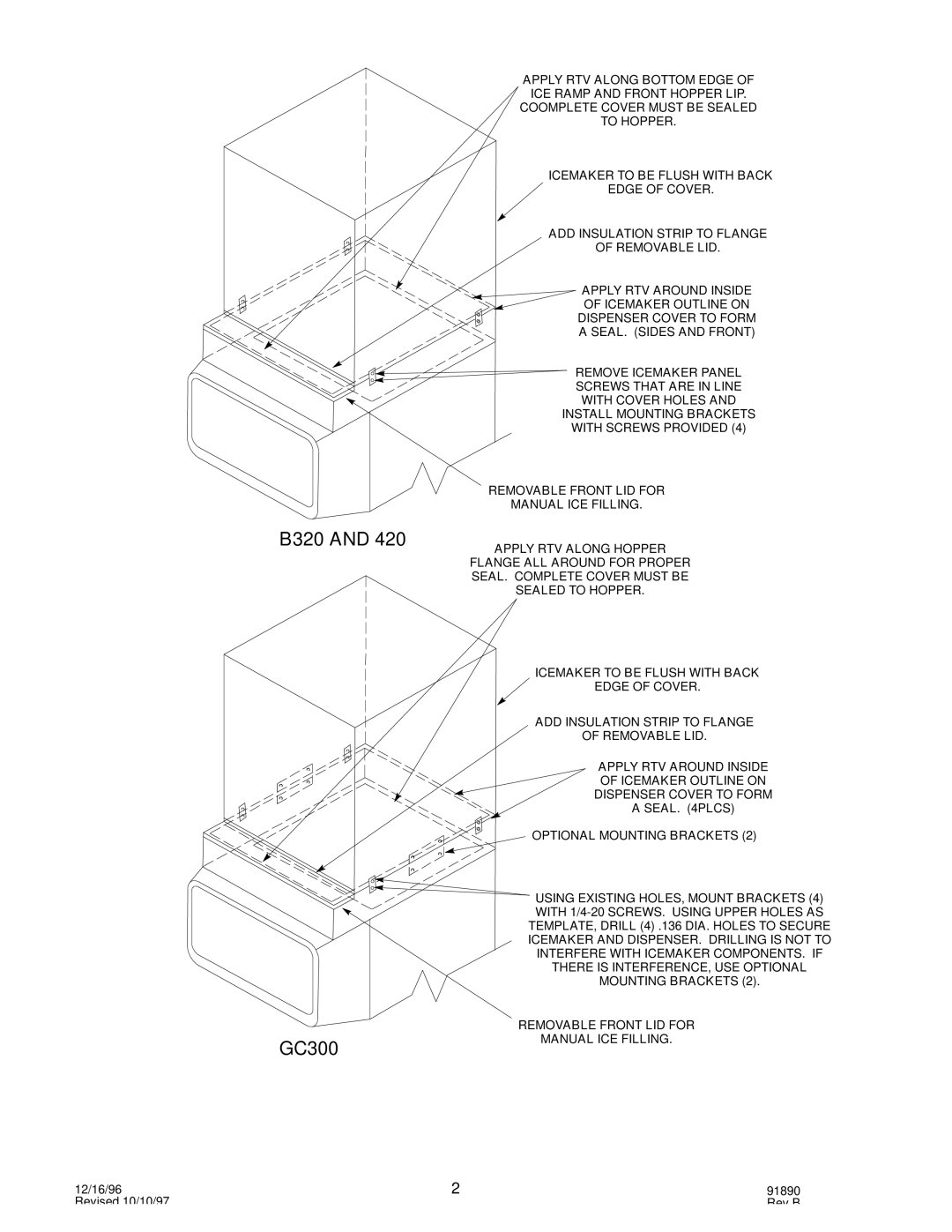 Cornelius 2267 installation instructions B320 GC300 