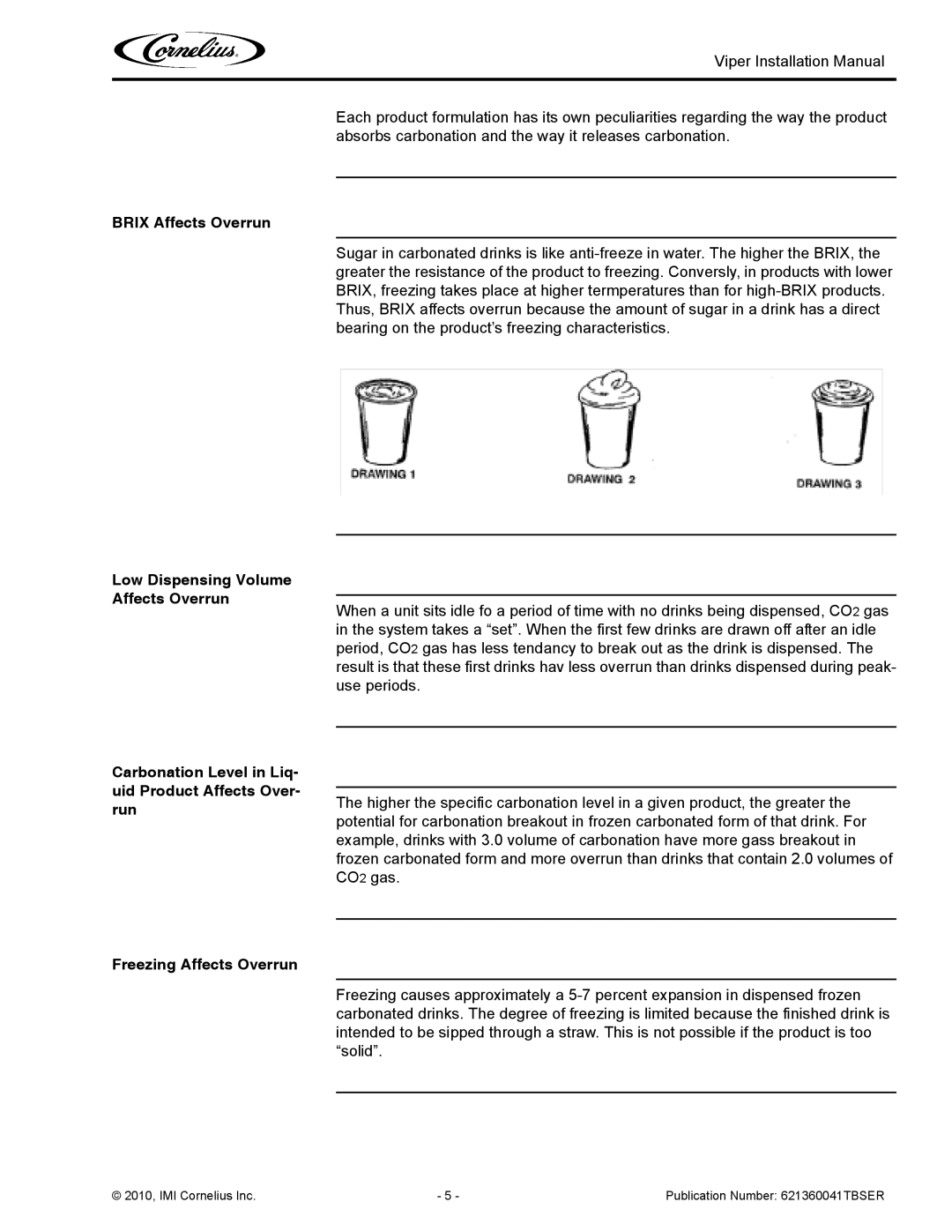 Cornelius 3 service manual Brix Affects Overrun Low Dispensing Volume Affects Overrun 