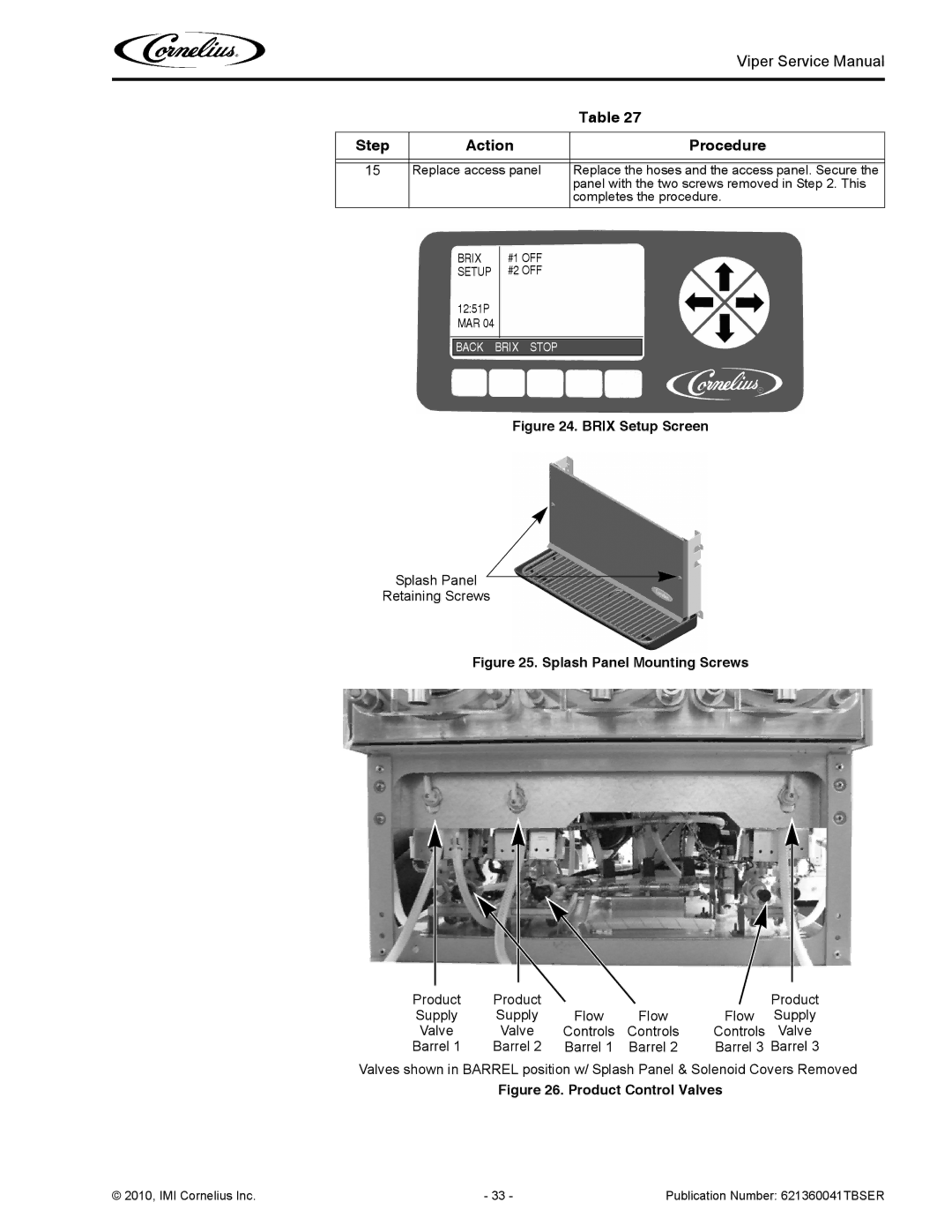 Cornelius 3 service manual Brix Setup Screen 