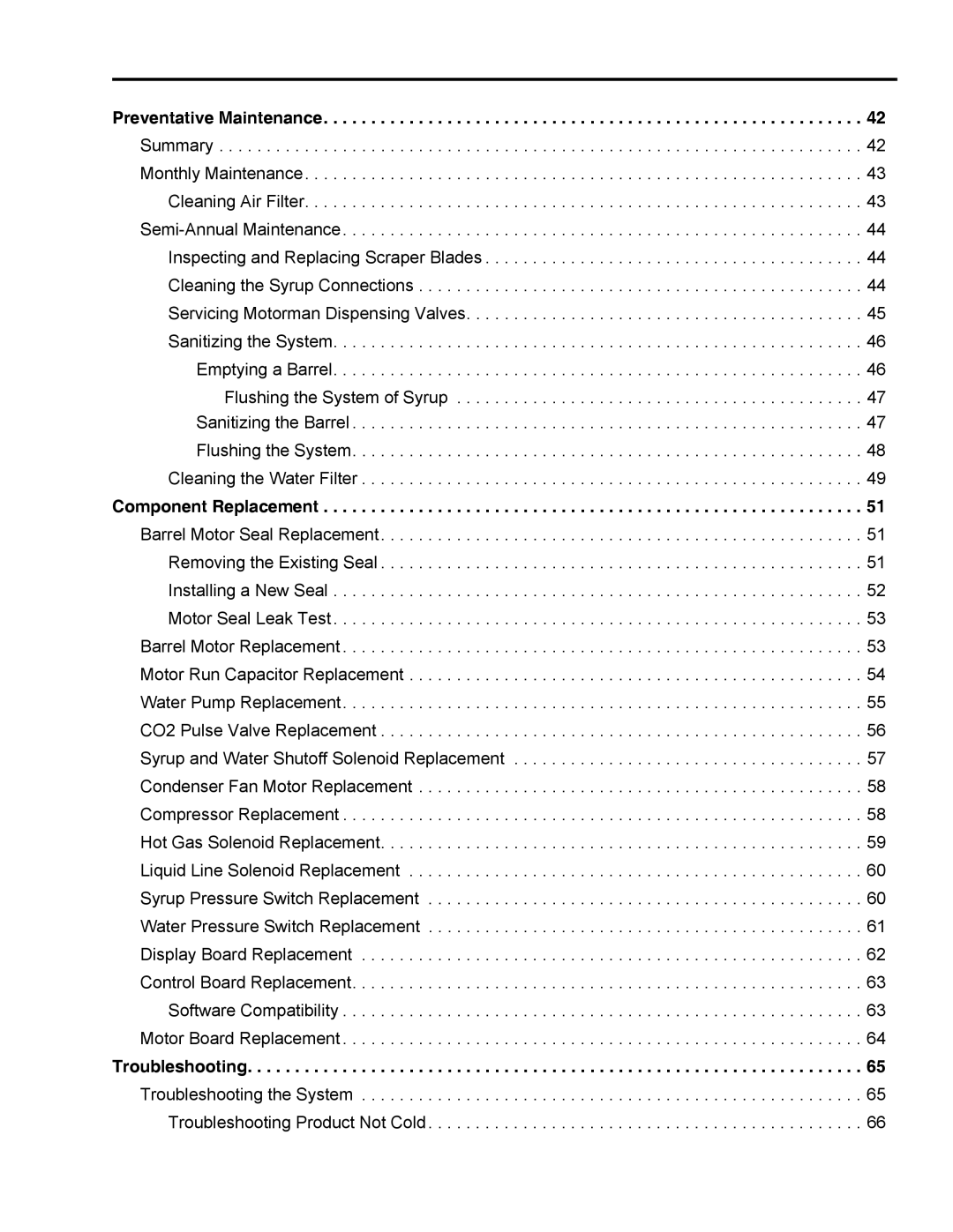 Cornelius 3 service manual Preventative Maintenance, Component Replacement, Troubleshooting 