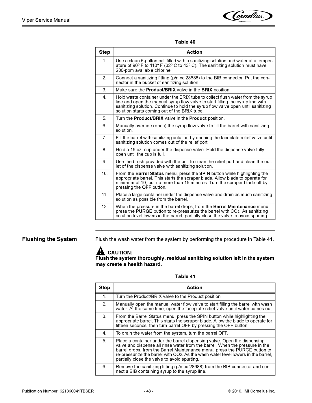 Cornelius 3 service manual Ppm available chlorine 