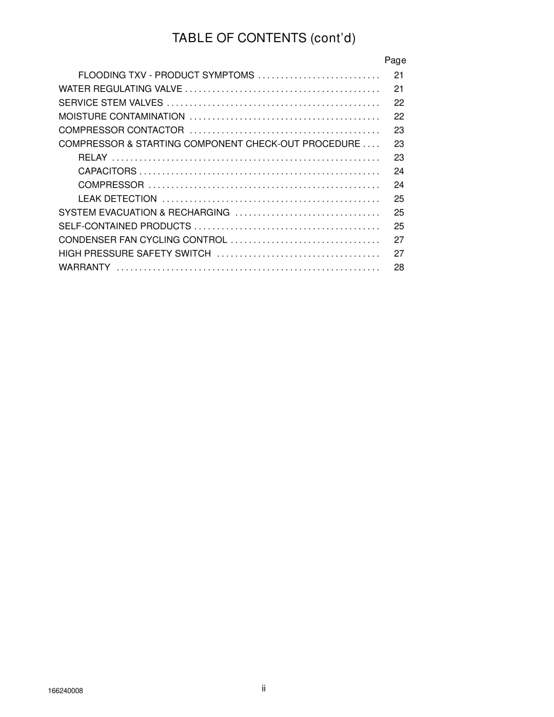 Cornelius 322 manual Table of Contents cont’d 