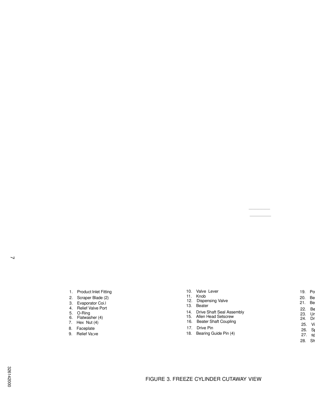 Cornelius 326142000 service manual Freeze Cylinder Cutaway View 