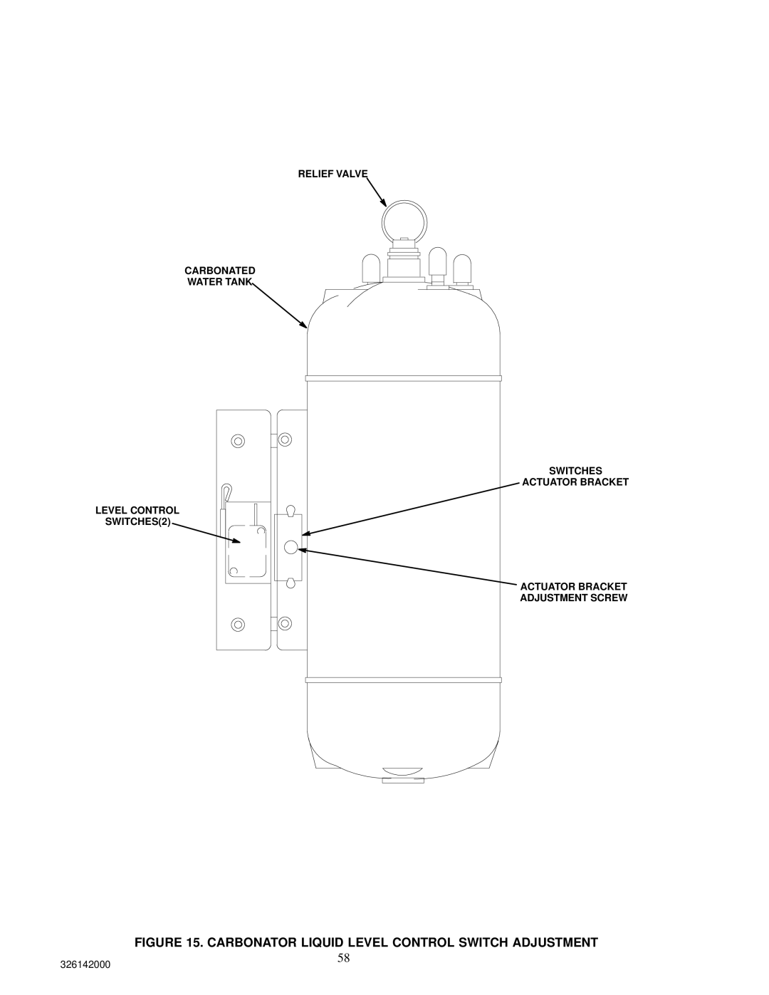 Cornelius 326142000 service manual Carbonator Liquid Level Control Switch Adjustment 