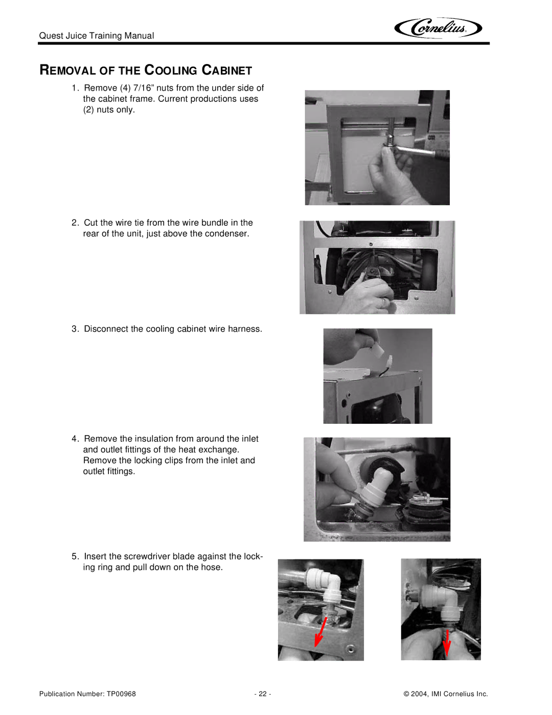 Cornelius 4 Flavor, 2 Flavor manual Removal of the Cooling Cabinet 