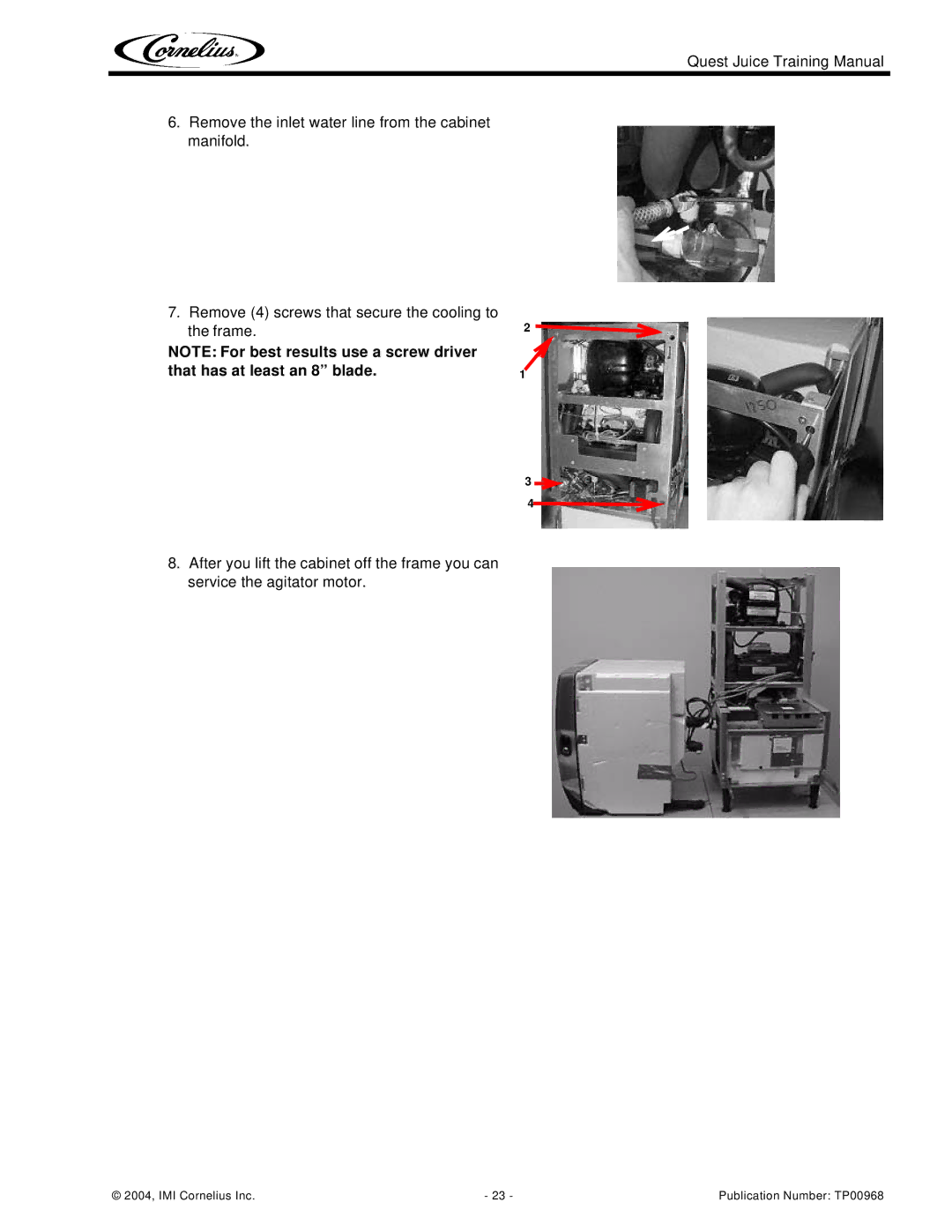 Cornelius 2 Flavor, 4 Flavor manual 2004, IMI Cornelius Inc 