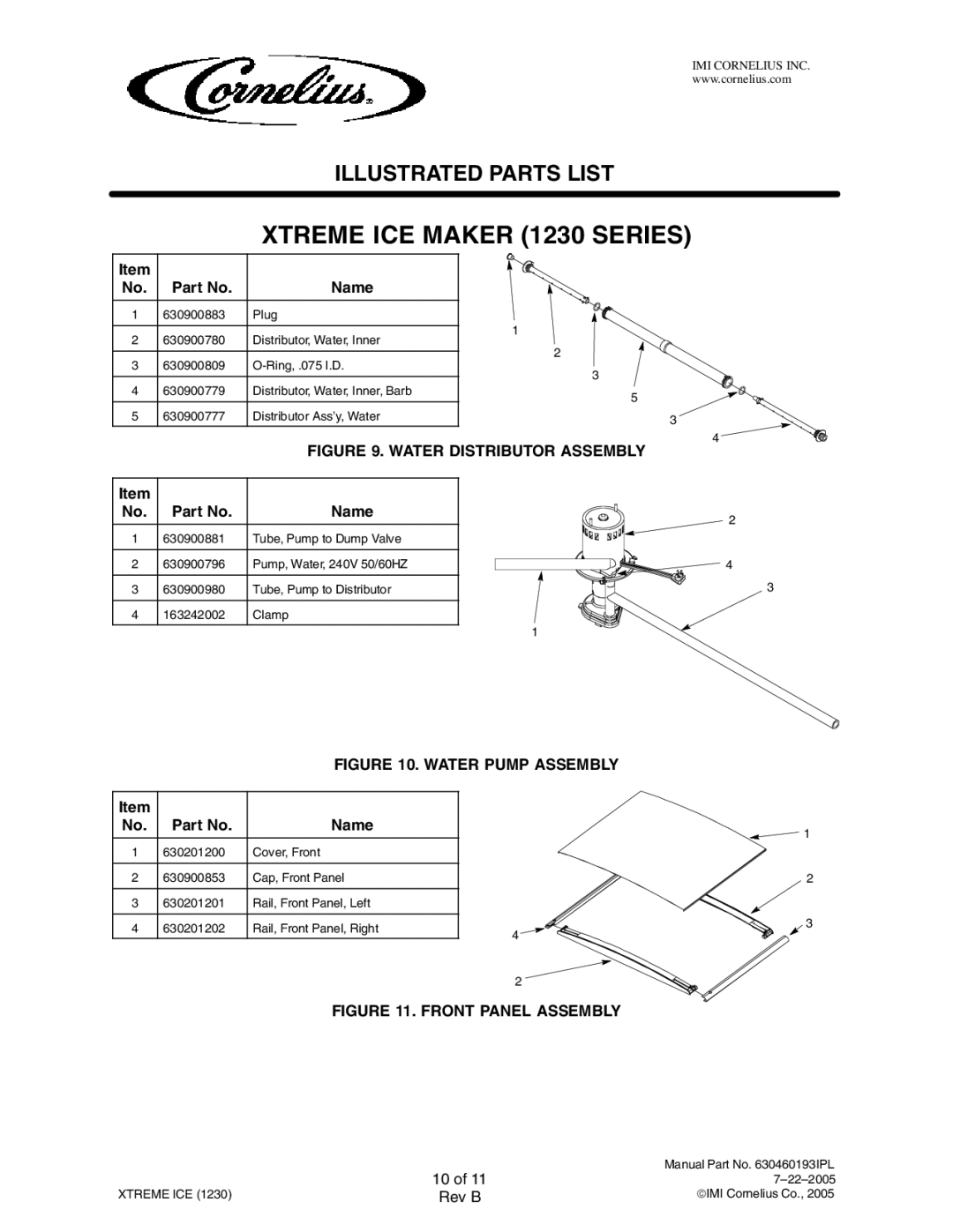 Cornelius 631812003, 631812040, 631812020, 631812041, 631812004, 631812002, 631812001 manual Illustrated Parts List 