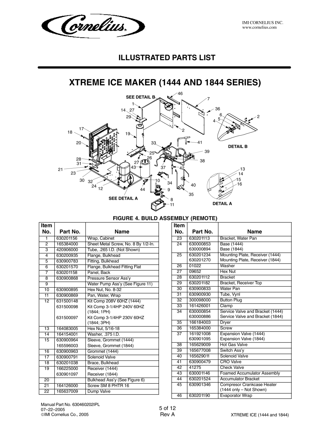 Cornelius 631818002, 631818052, 631814003, 631818050, 631814001, 631814002, 631818001, 631818003, 631814040, 631814020 Detail B 