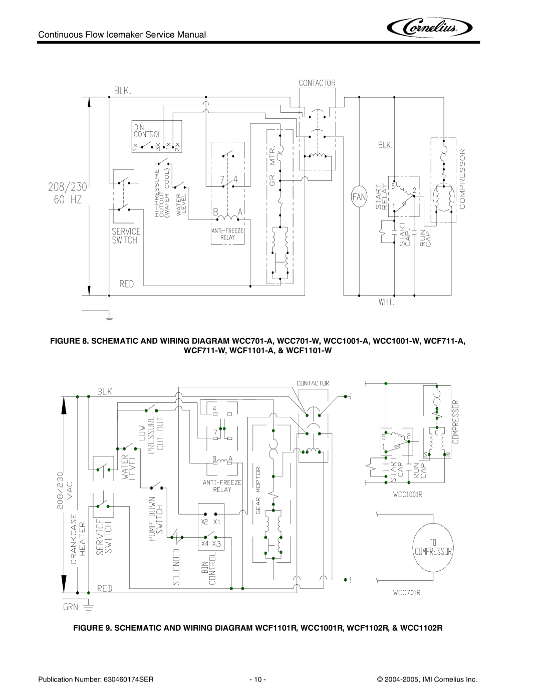 Cornelius 1000 - Series, 700 - Series, 2000 - Series, 500 - Series service manual WCF711-W, WCF1101-A, & WCF1101-W 