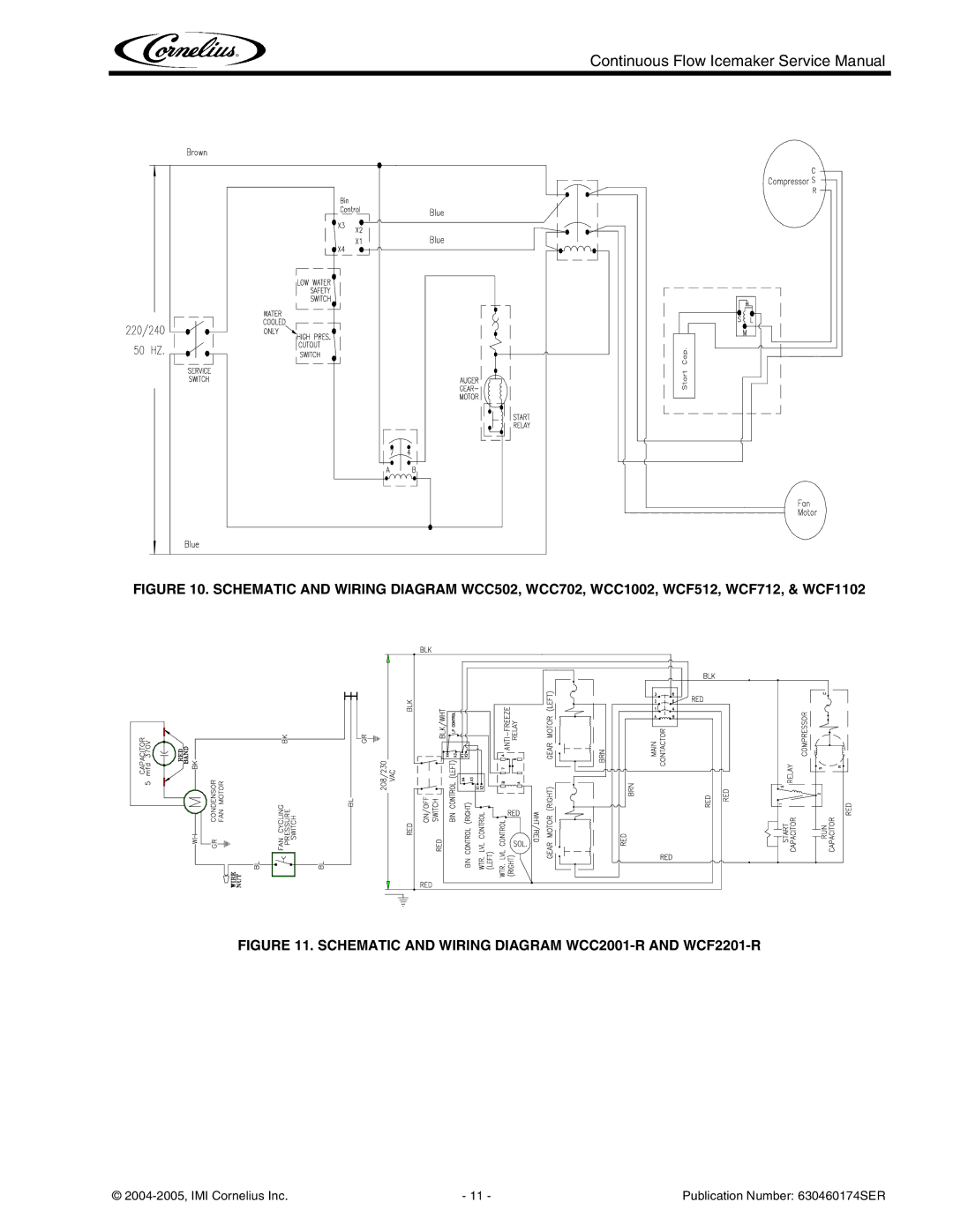 Cornelius 500 - Series, 700 - Series, 2000 - Series, 1000 - Series Schematic and Wiring Diagram WCC2001-R and WCF2201-R 