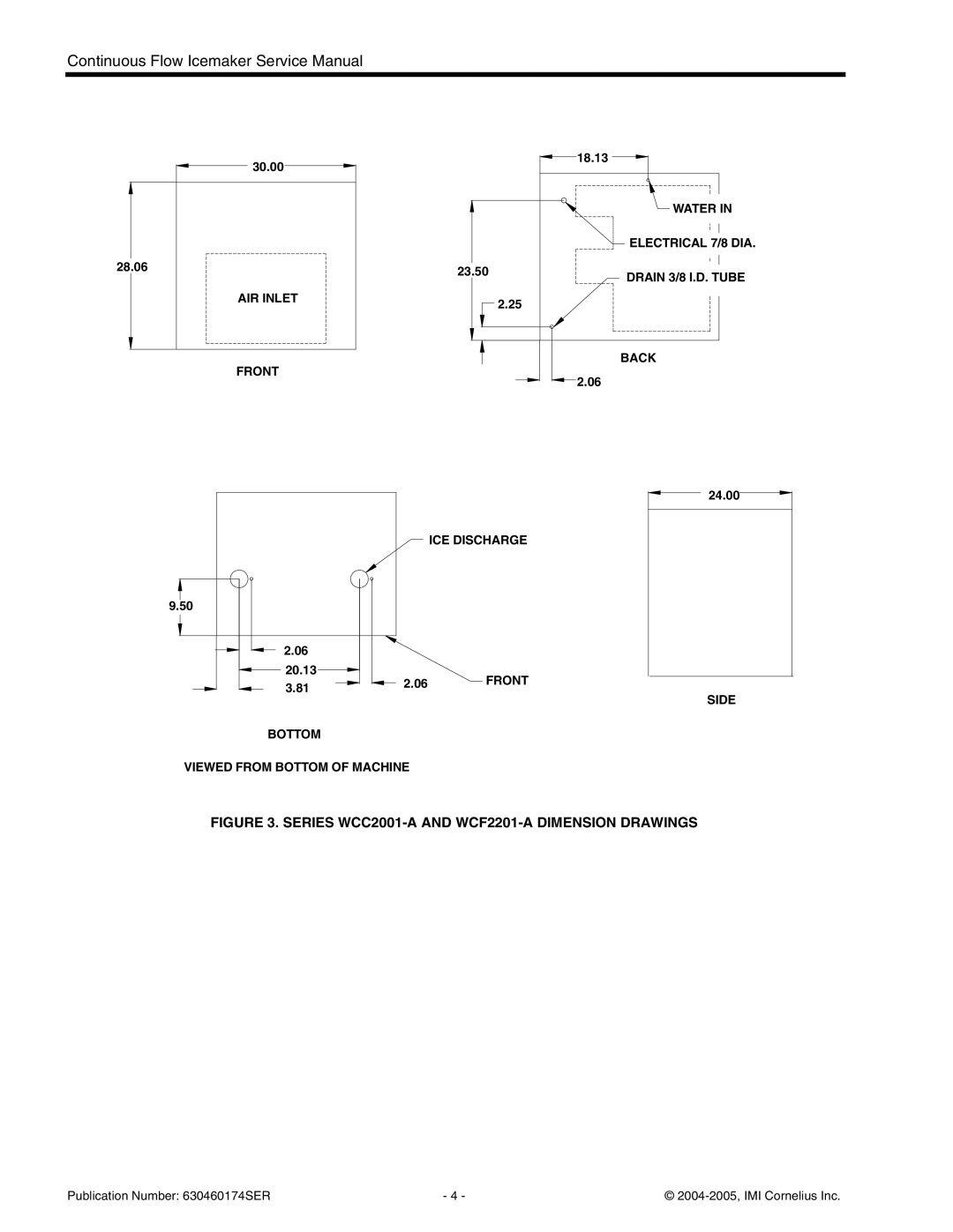 Cornelius 700 - Series, 2000 - Series, 1000 - Series, 500 - Series Series WCC2001-A and WCF2201-A Dimension Drawings 