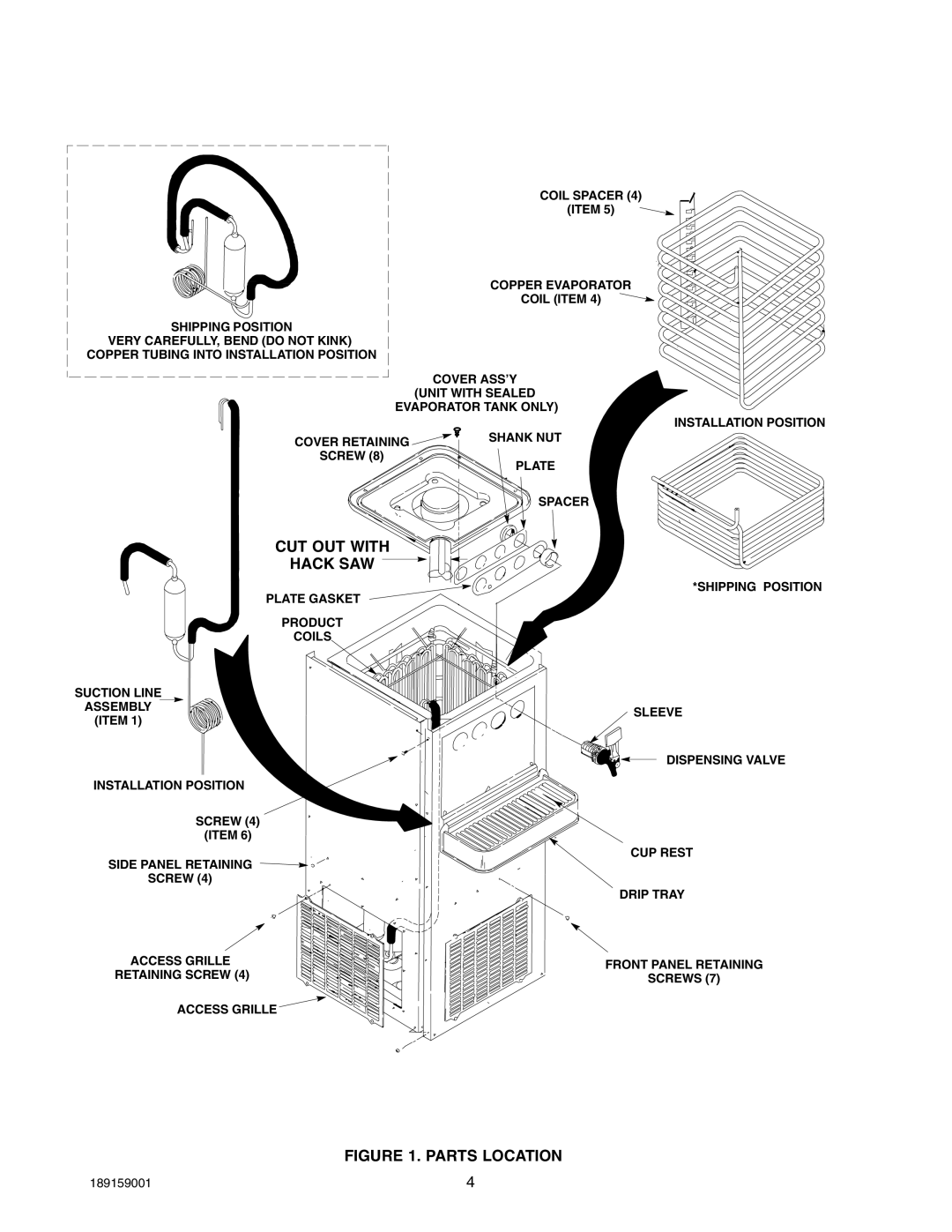 Cornelius 750 Pre-Mix manual Parts Location 