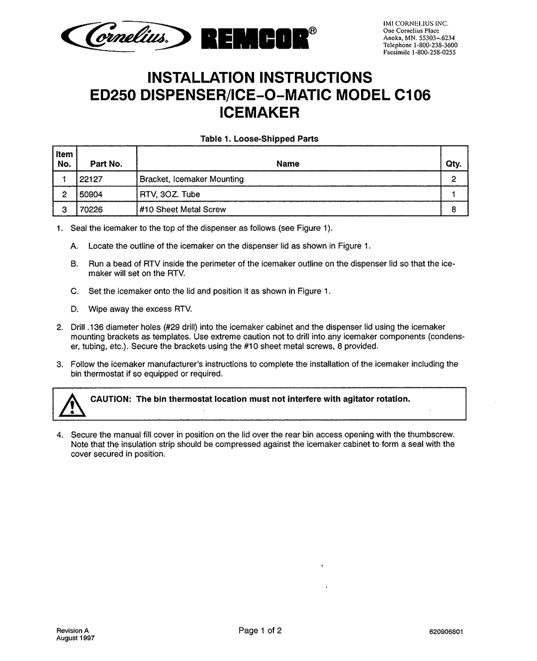 Cornelius C106 manual 