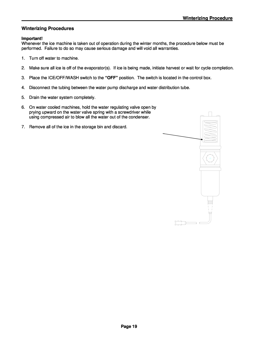 Cornelius CCM CCU manual Winterizing Procedure Winterizing Procedures, Page 