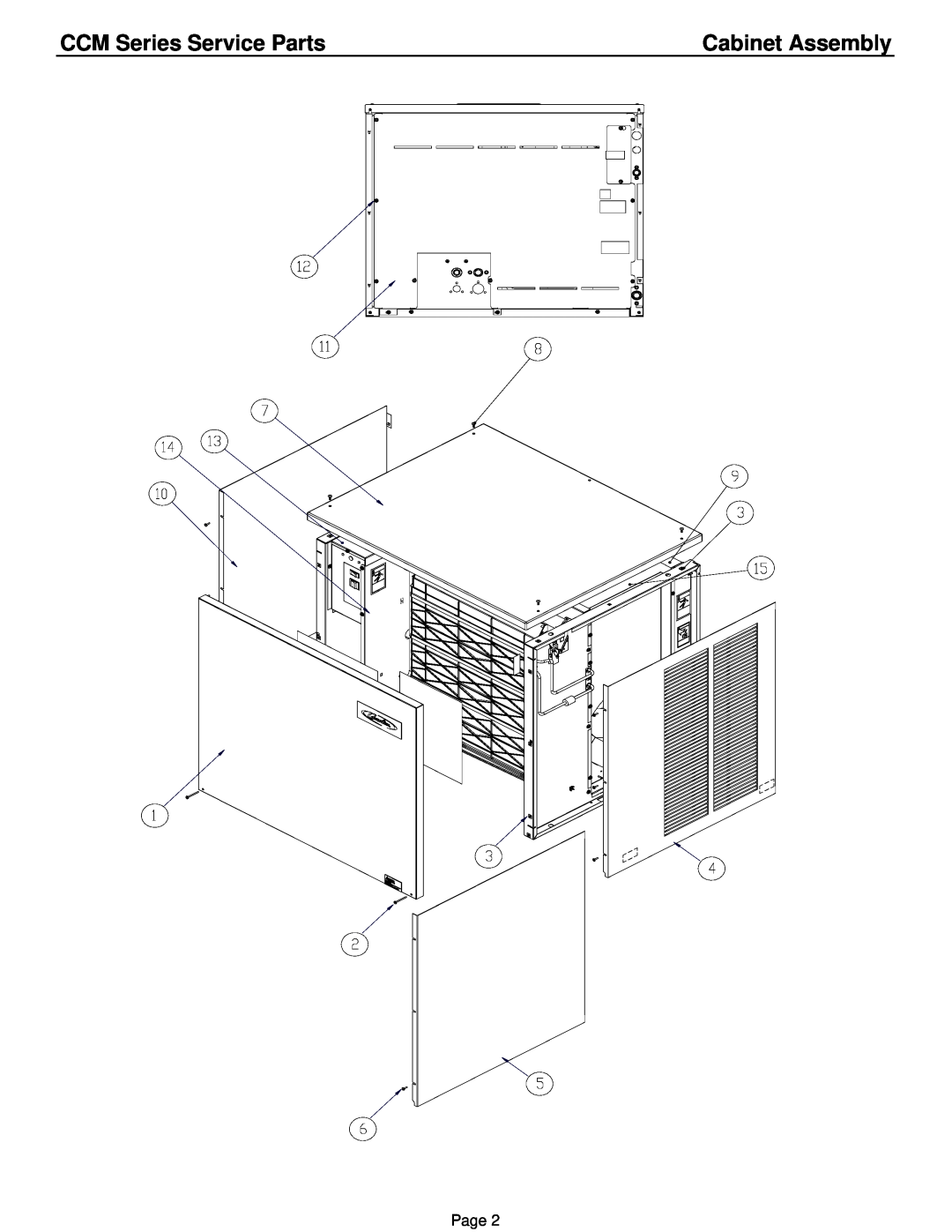 Cornelius CCM1030 1, CCM0830 1 manual Cabinet Assembly, CCM Series Service Parts 