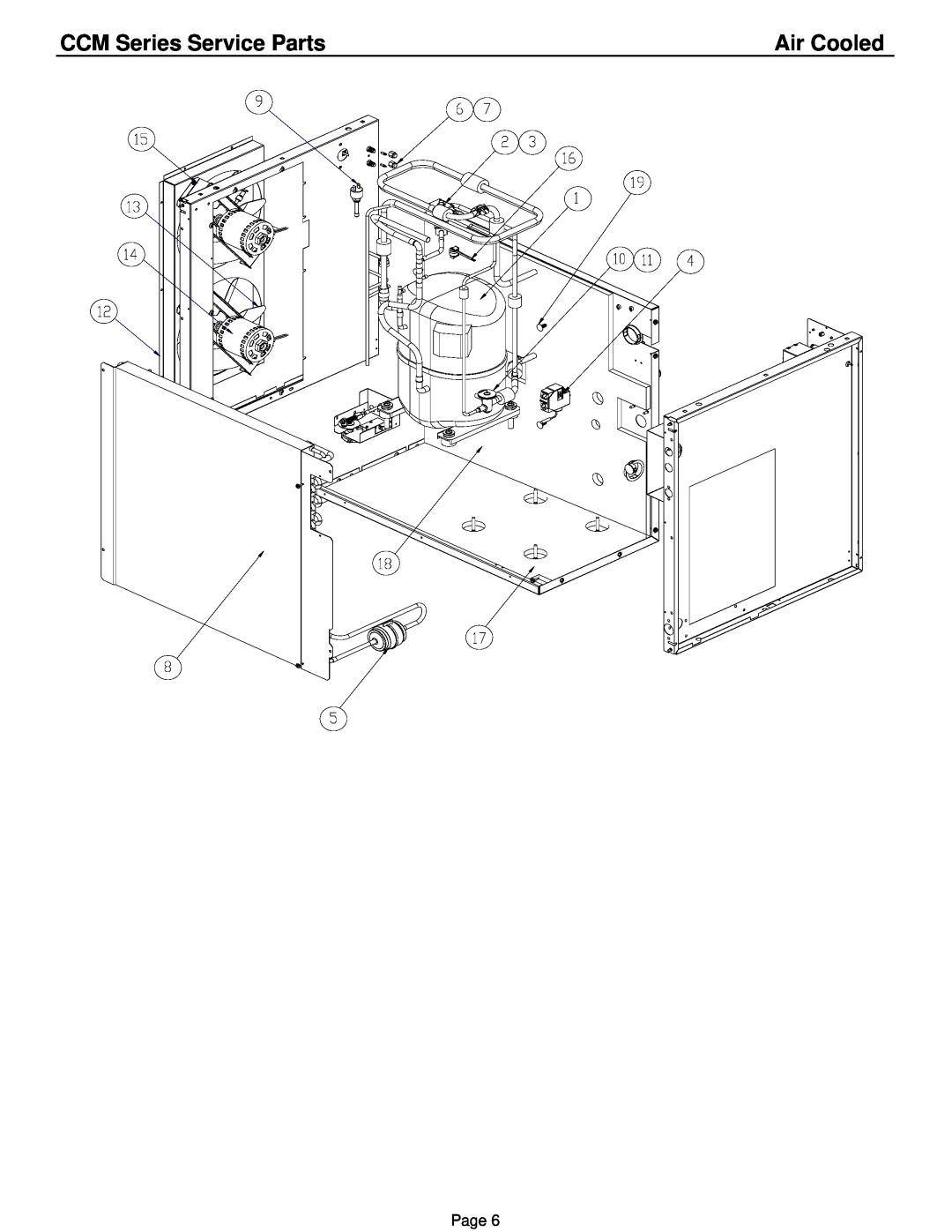 Cornelius CCM1030 1, CCM0830 1 manual Air Cooled, CCM Series Service Parts, Page 