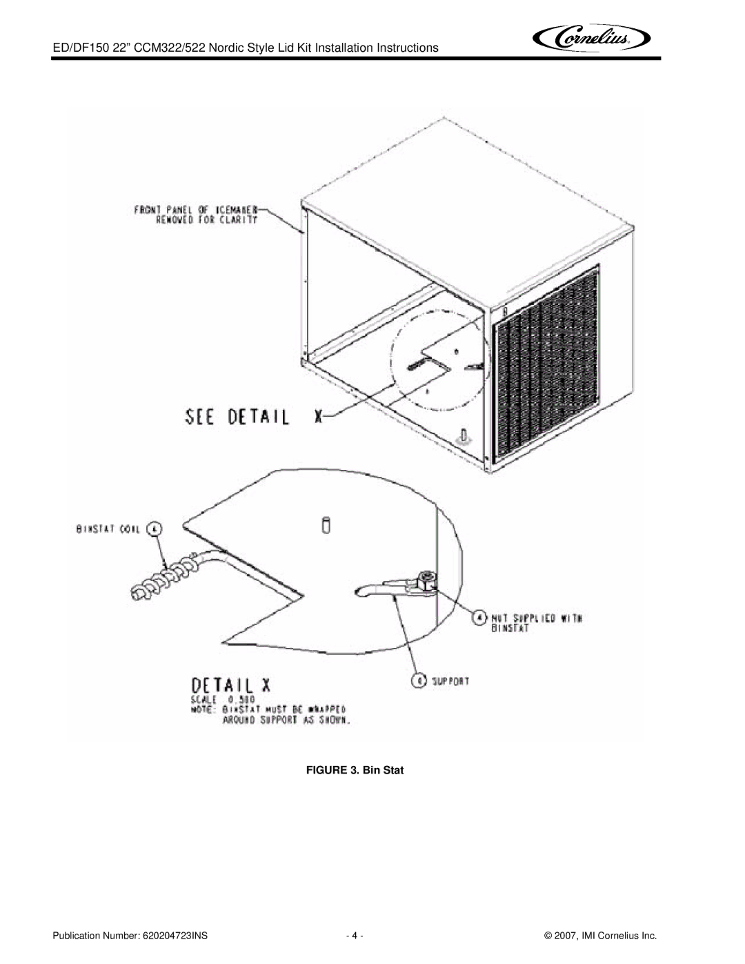 Cornelius CCM522 installation instructions Bin Stat 