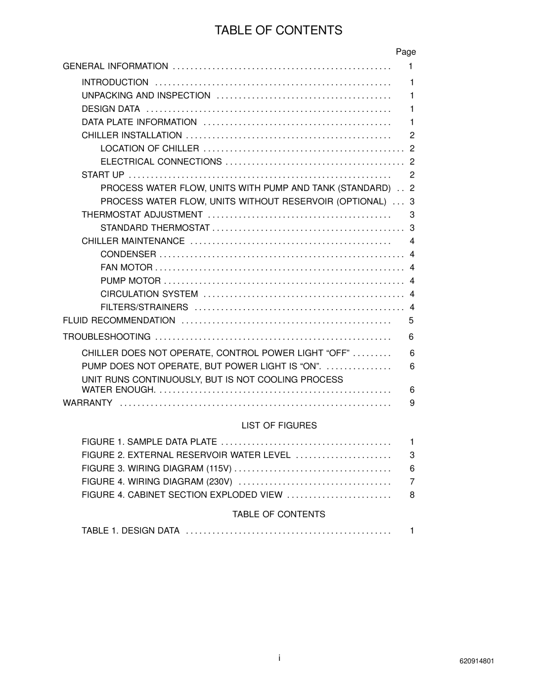 Cornelius CH 251, CH 250 manual Table of Contents 