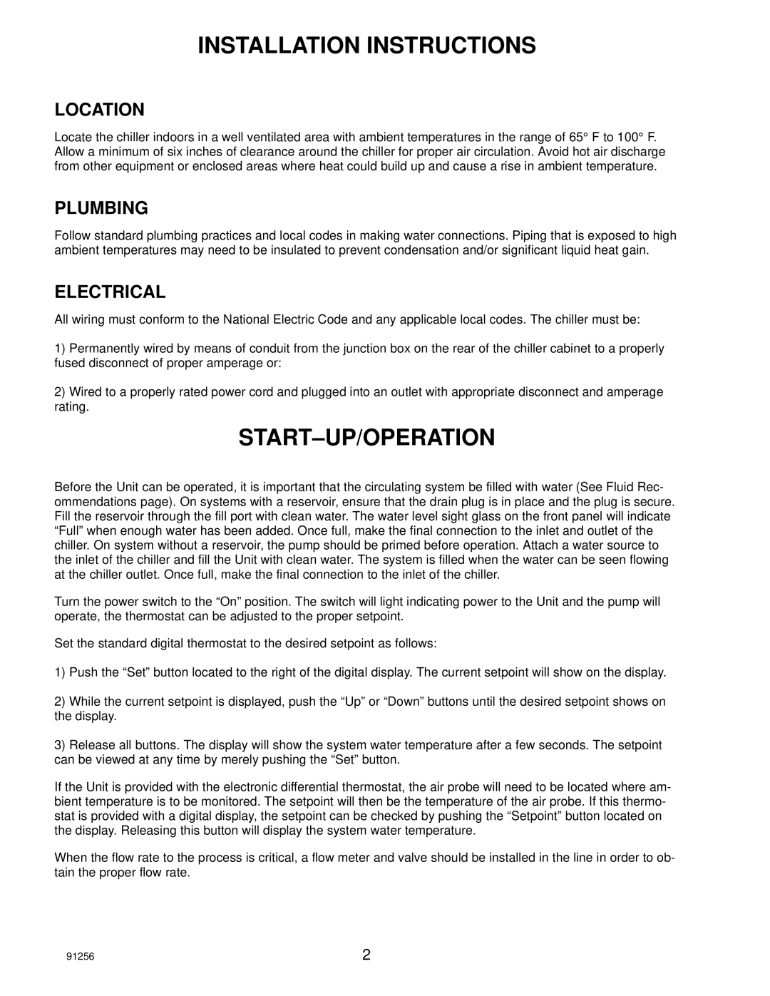 Cornelius CH751, CH750, CH951 manual Installation Instructions, Start-Up/Operation, Location, Plumbing, Electrical 