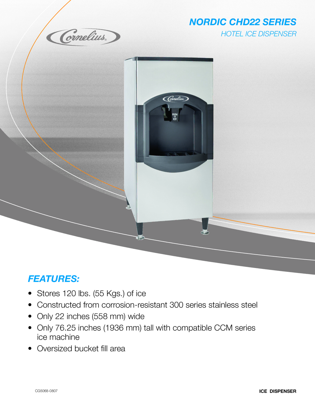 Cornelius manual Nordic CHD22 Series, Features, ICE Dispenser 