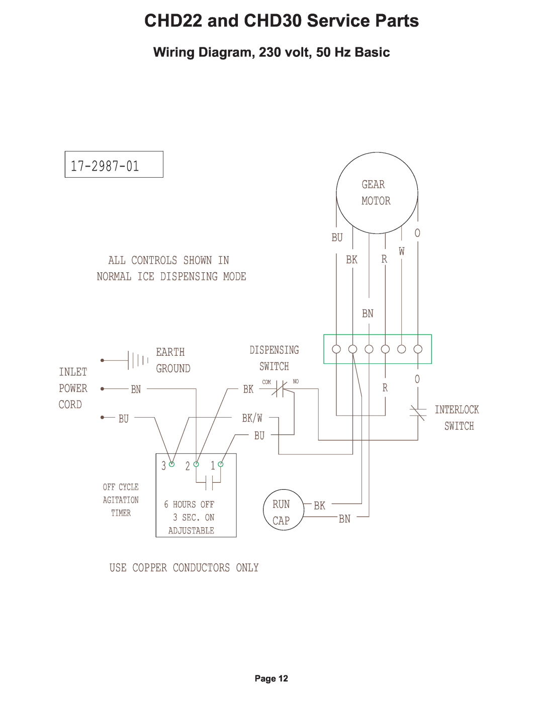 Cornelius manual 17-2987-01, CHD22 and CHD30 Service Parts, Gear 