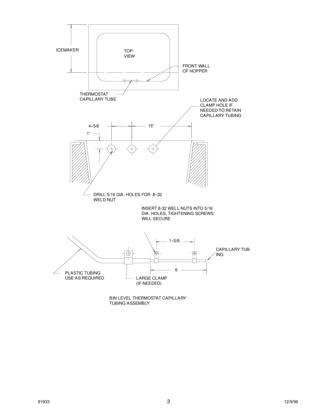 Cornelius CM500, CM450, DB200, CM650 installation instructions 91933 12/9/96 