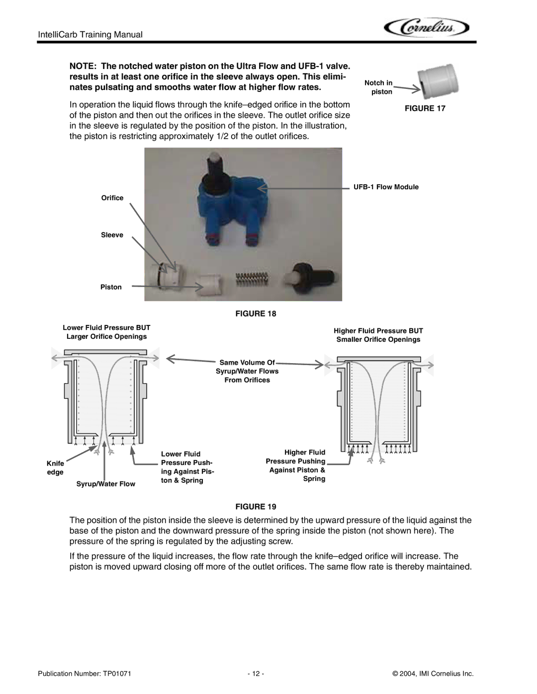 Cornelius Cold Beverage Dispenser manual Same Volume Syrup/Water Flows From Orifices Lower Fluid 