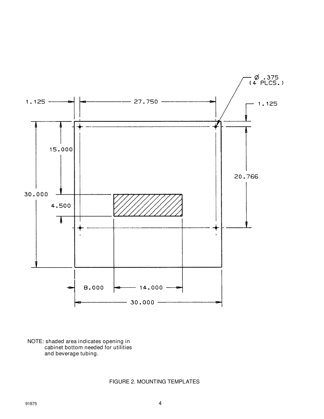 Cornelius D3030 manual Mounting Templates 