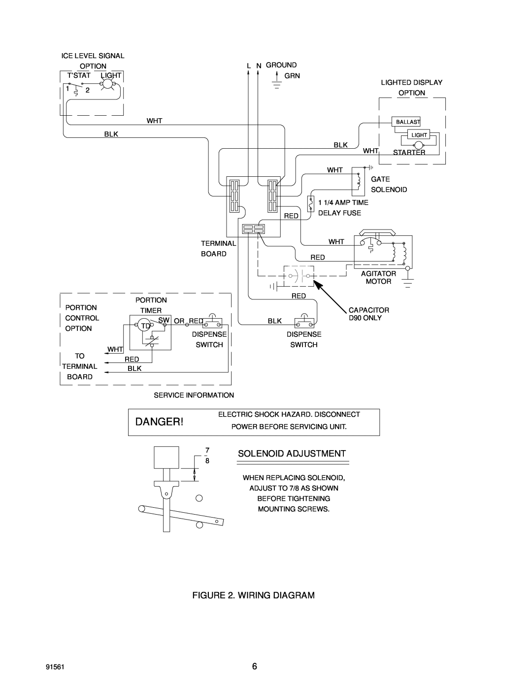 Cornelius D90, D45 installation manual Danger, Solenoid Adjustment, Wiring Diagram 