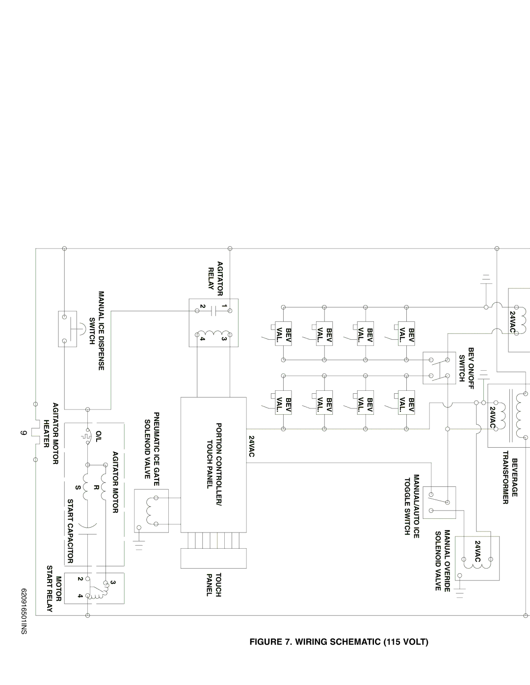 Cornelius ED-250 BCP installation manual Wiring Schematic 115 Volt 