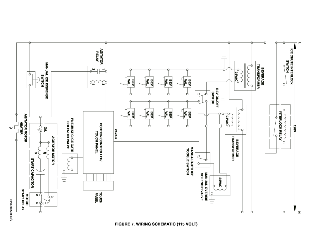 Cornelius ED-250 BCP installation manual WIRING SCHEMATIC 115 VOLT 