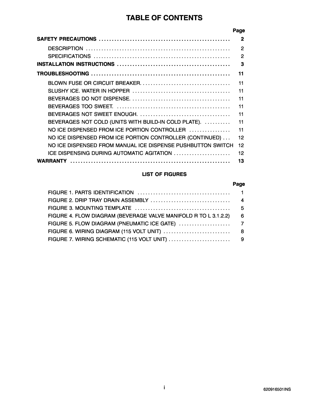 Cornelius ED-250 BCP installation manual Table Of Contents, Page SAFETY PRECAUTIONS, List Of Figures 