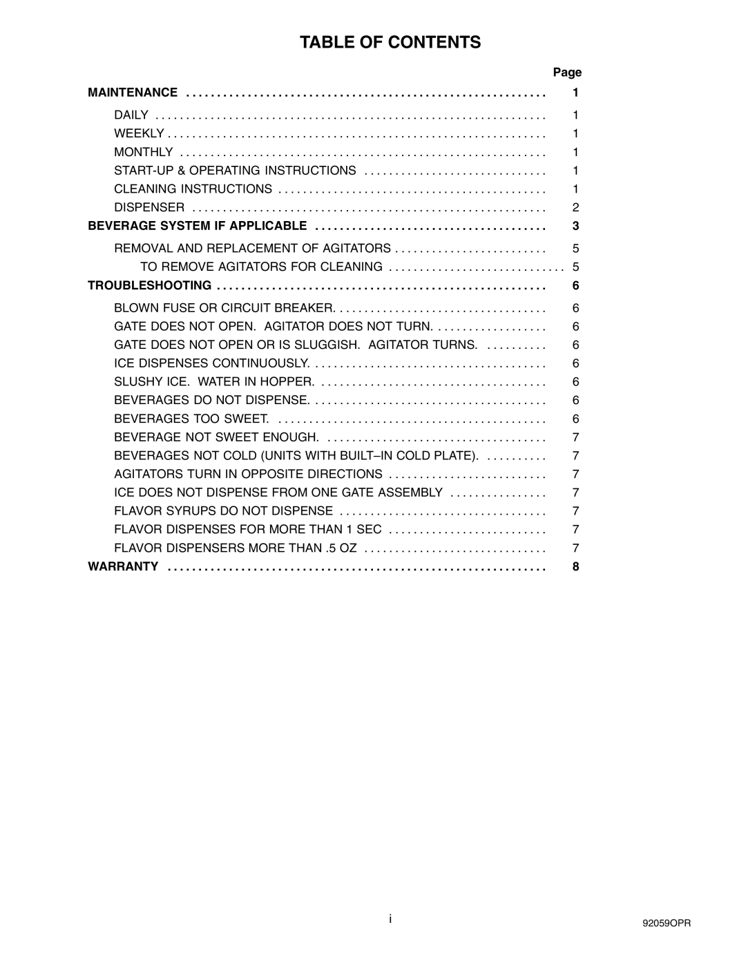 Cornelius ED 300 BC manual Table of Contents 