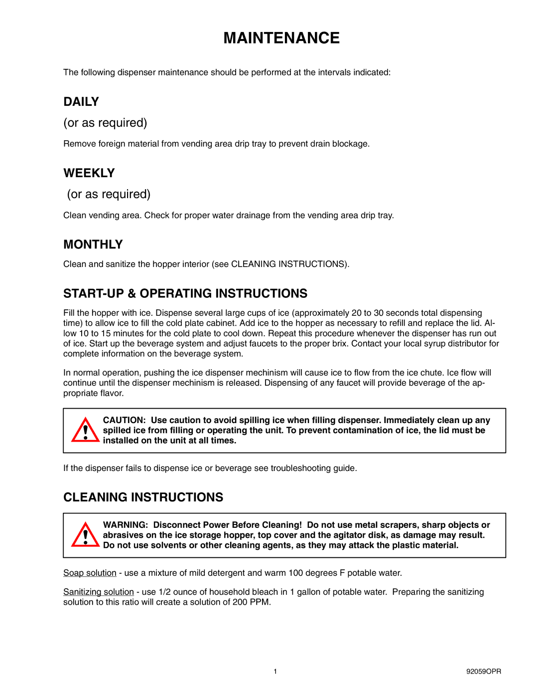 Cornelius ED 300 BC manual Maintenance 