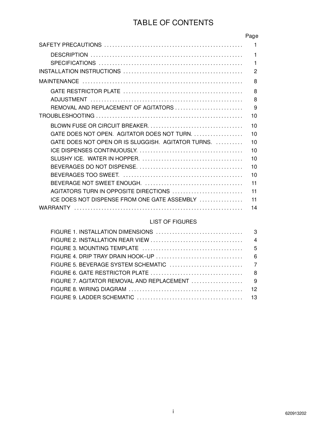 Cornelius ED 300 BN installation manual Table of Contents 