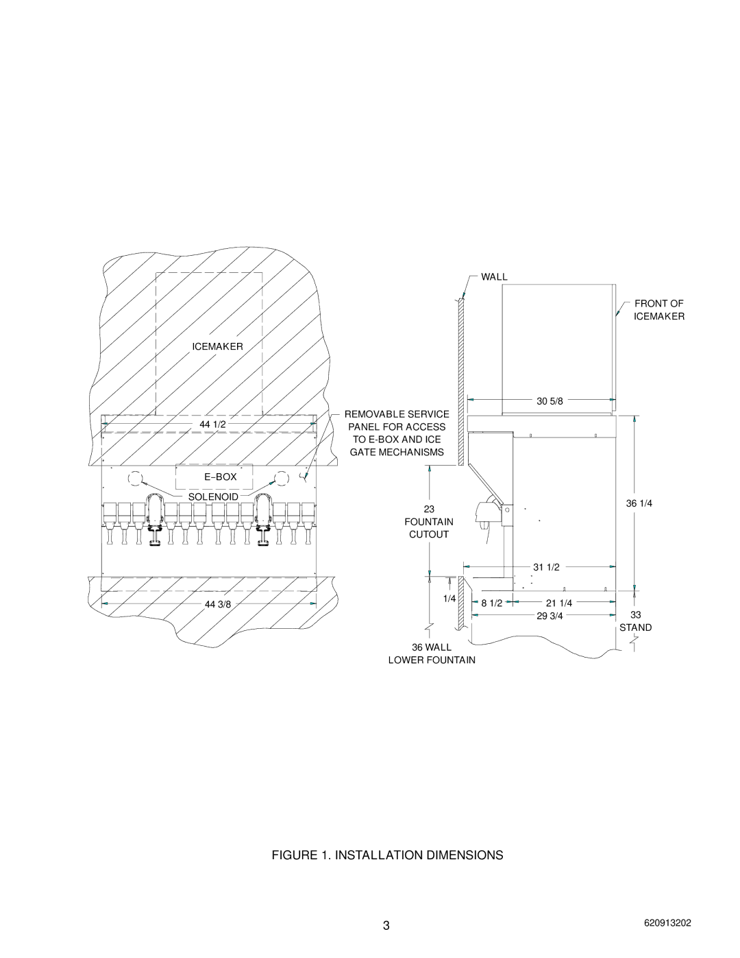 Cornelius ED 300 BN installation manual Installation Dimensions 