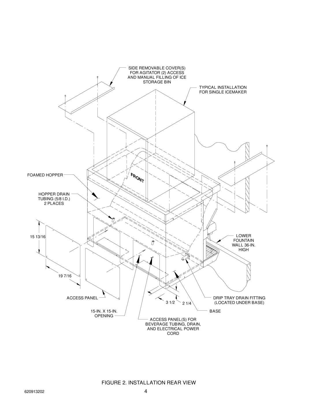 Cornelius ED 300 BN installation manual Installation Rear View 