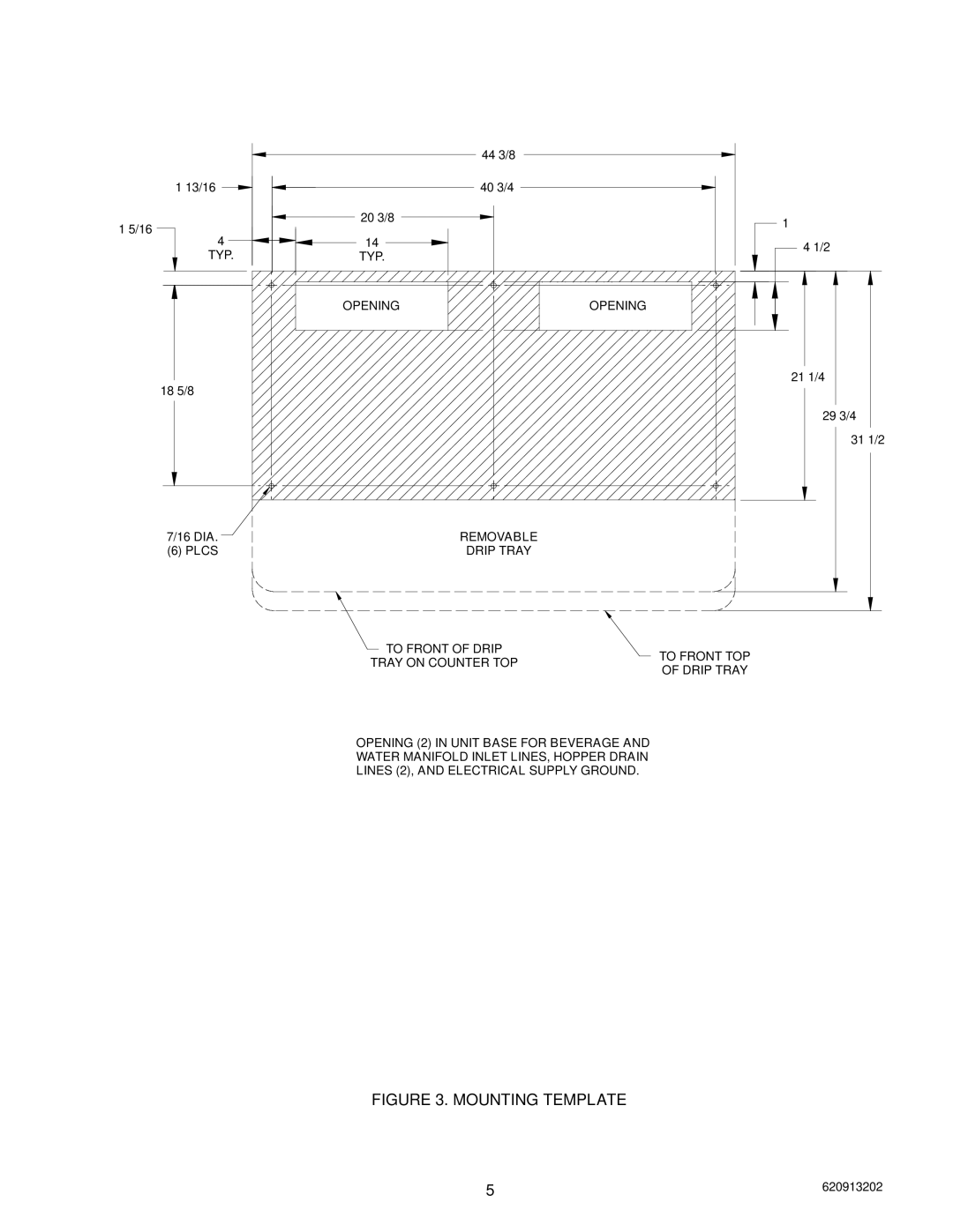 Cornelius ED 300 BN installation manual Mounting Template 