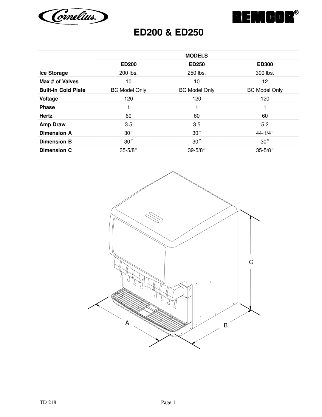 Cornelius ED Series manual ED200 & ED250 