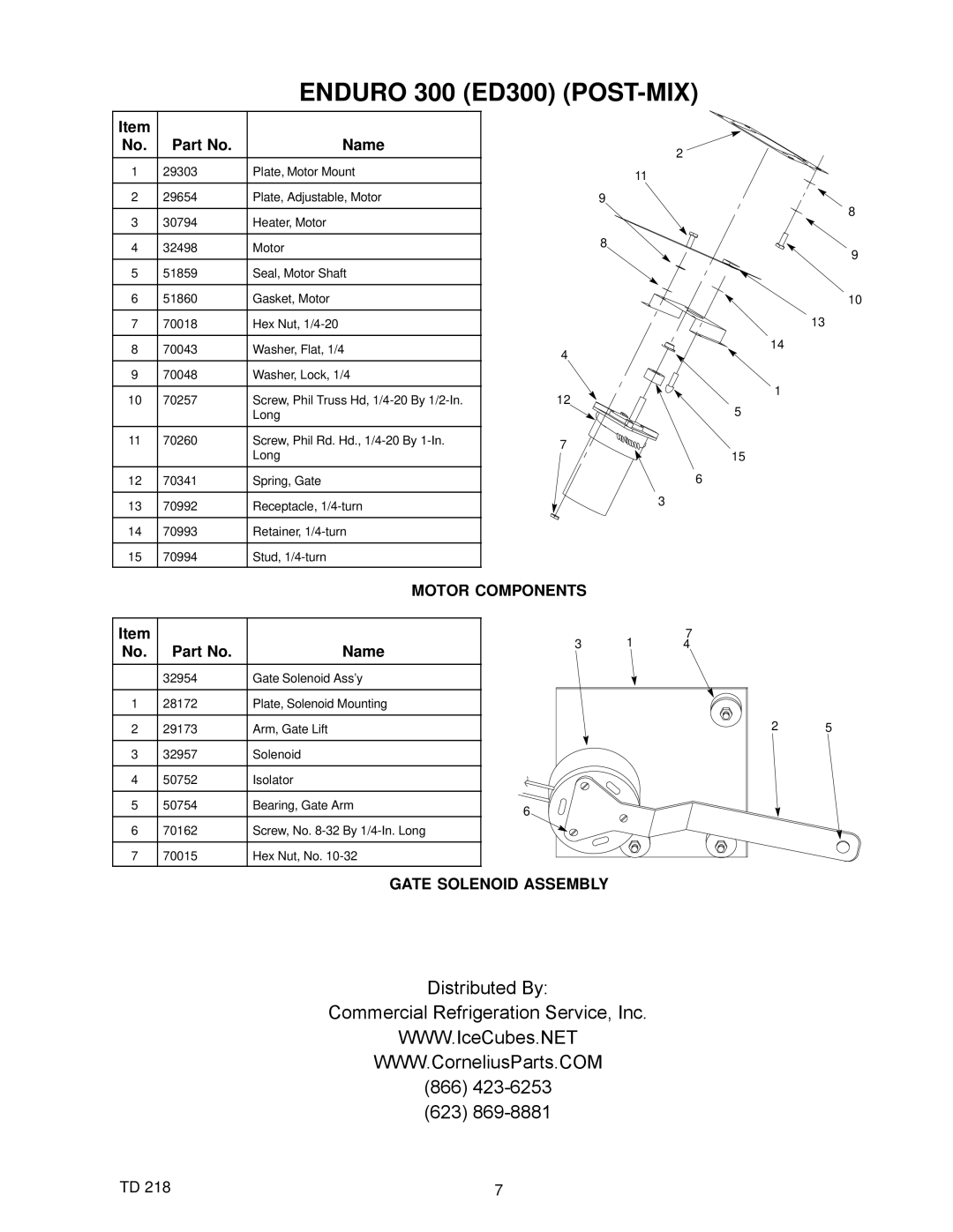 Cornelius ED Series manual Gate Solenoid Assembly 