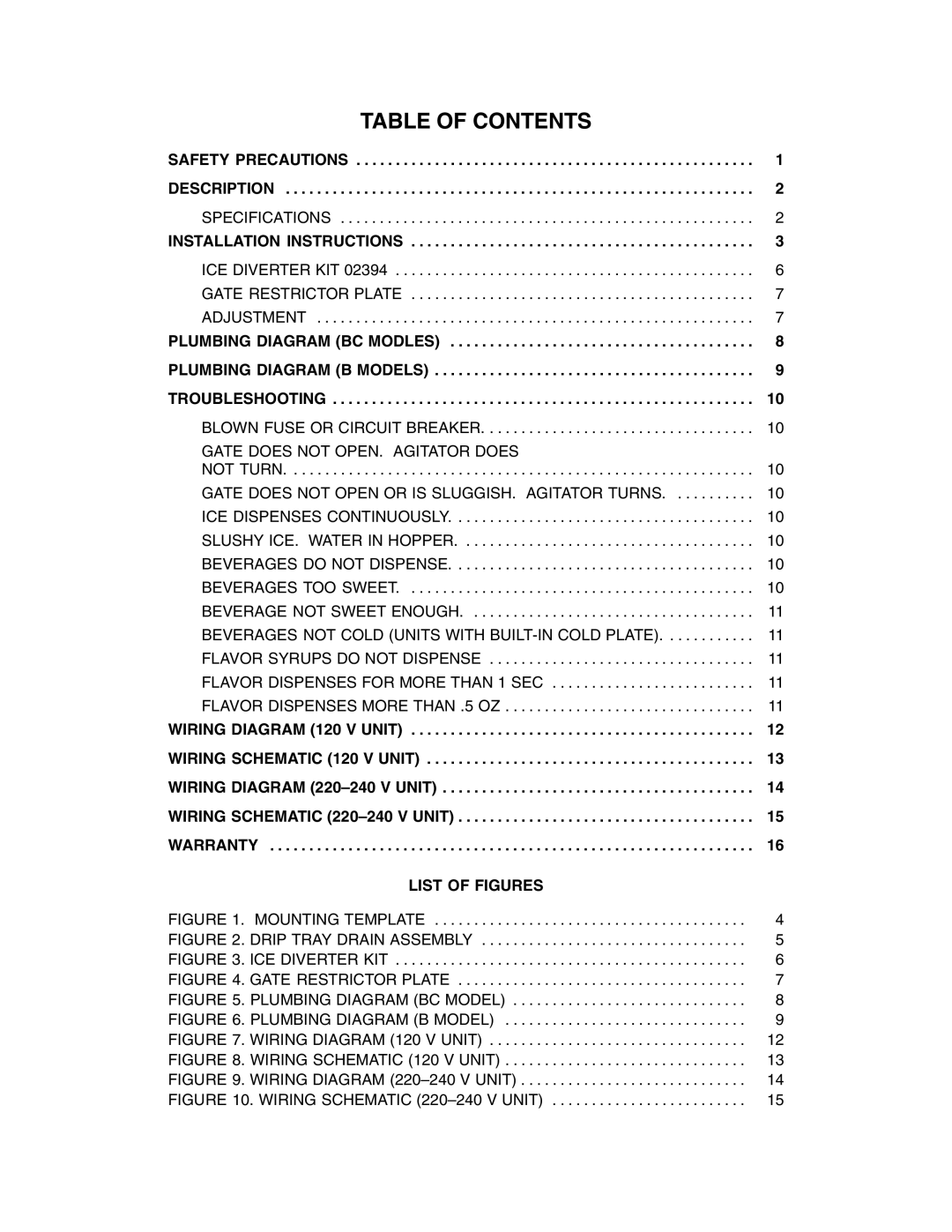 Cornelius ENDURO-150 installation manual Table of Contents 