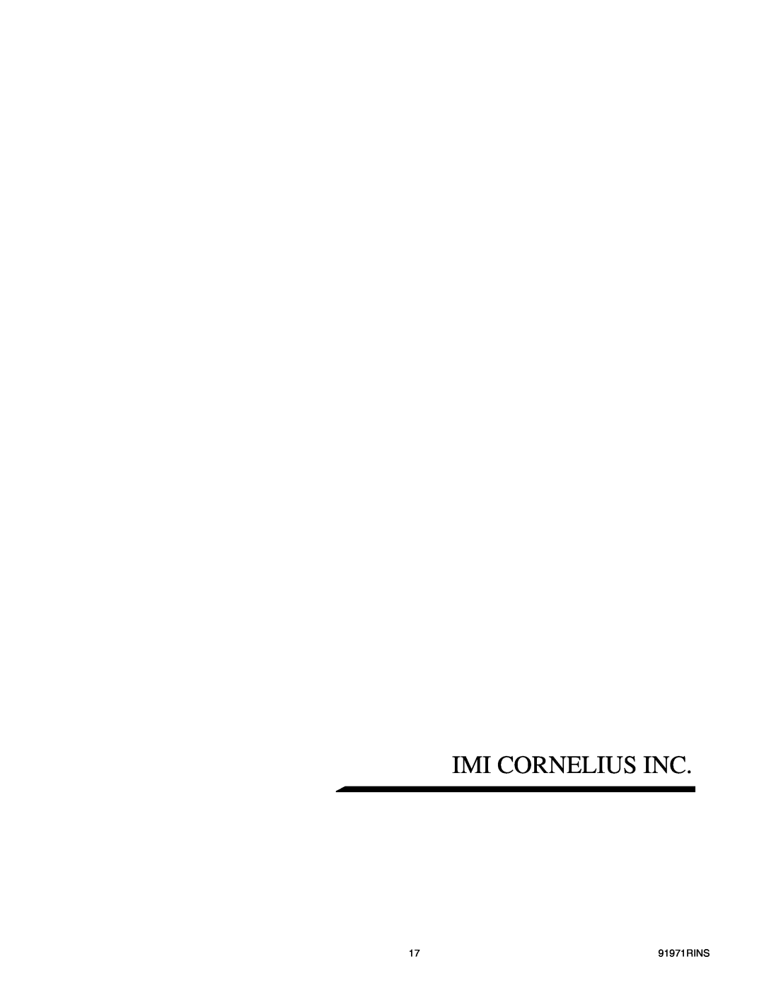 Cornelius ENDURO-150 installation manual Imi Cornelius Inc, 91971RINS 