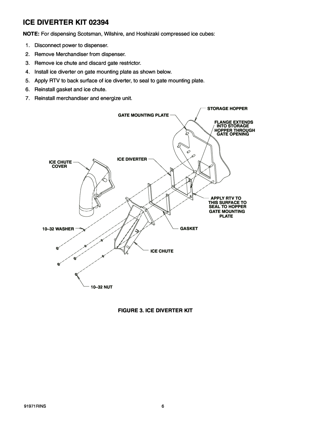 Cornelius ENDURO-150 installation manual Ice Diverter Kit 