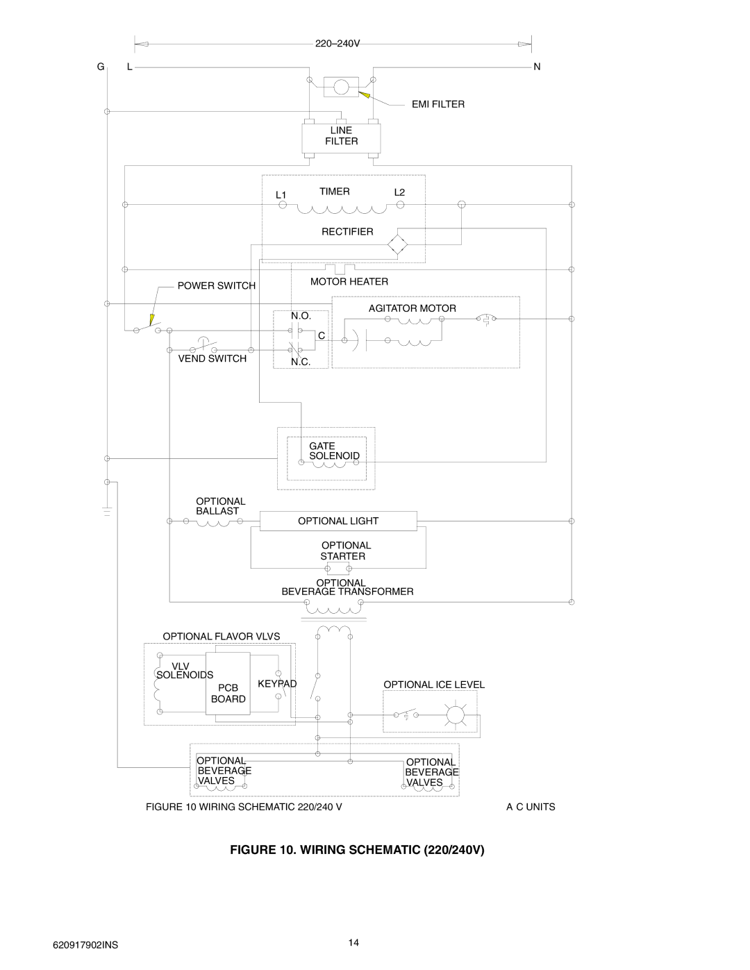 Cornelius ENDURO-175 installation manual Wiring Schematic 220/240V 