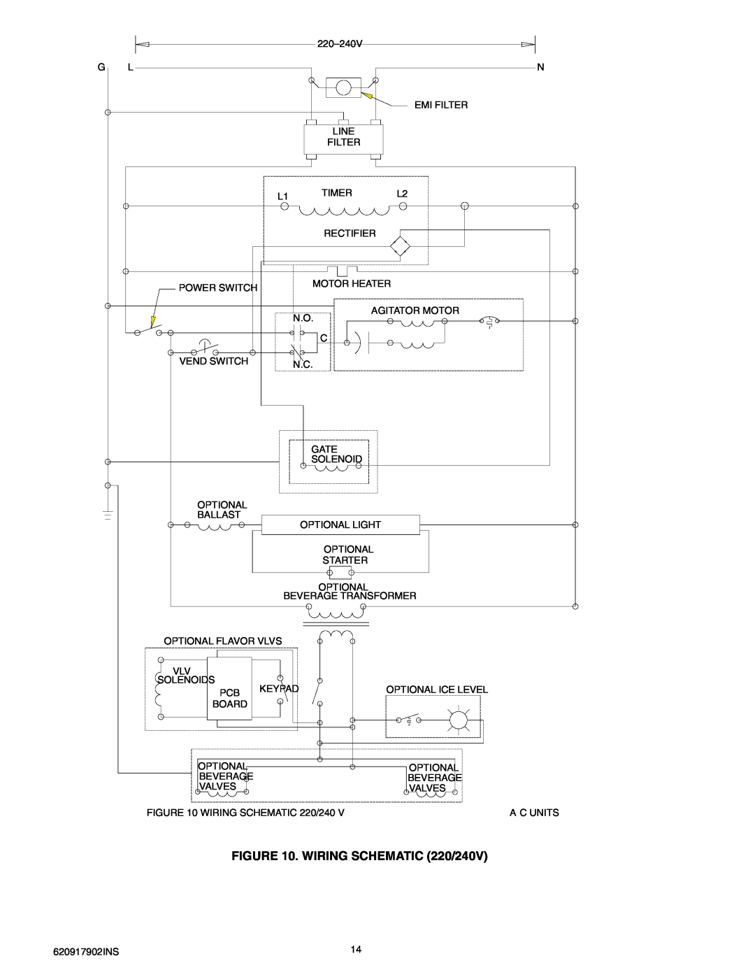 Cornelius ENDURO-175 installation manual WIRING SCHEMATIC 220/240V 