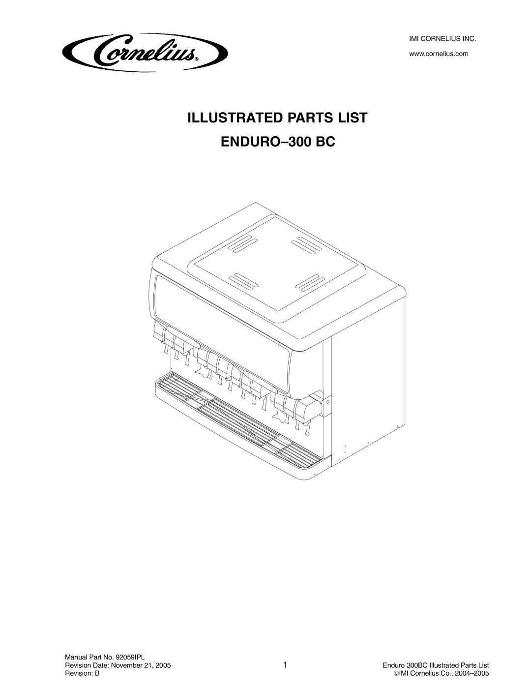 Cornelius Enduro 300 BC manual Illustrated Parts List ENDURO-300 BC 