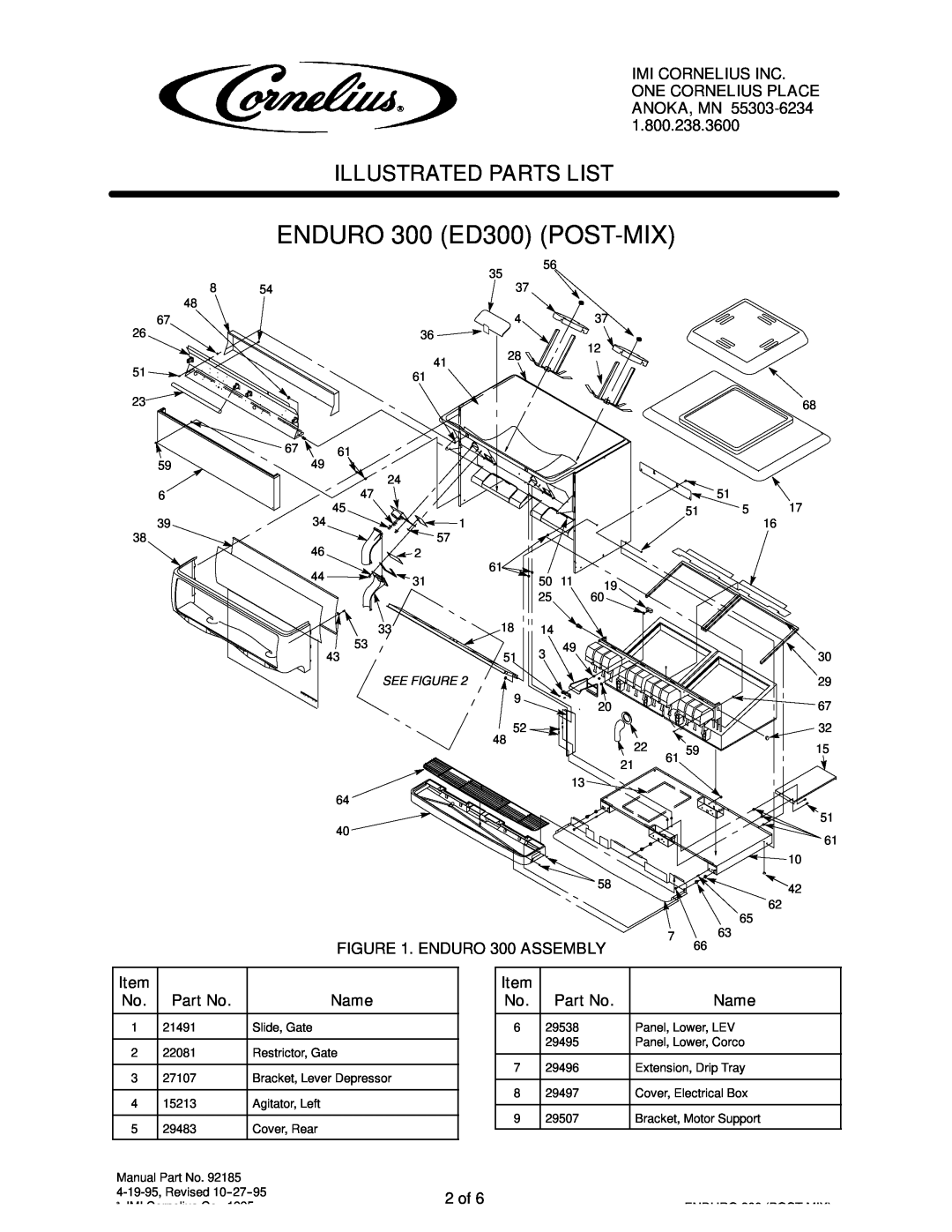Cornelius ENDURO 300 (ED300) manual ENDURO 300 ED300 POST-MIX, Illustrated Parts List 